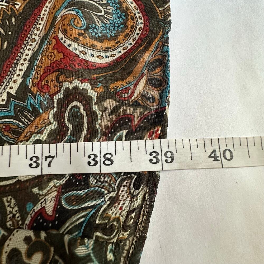 Fall Paisley Dress Women’s 8 Long Sleeve Brown Teal Rust Boho Aesthetic Midi - Picture 10 of 11